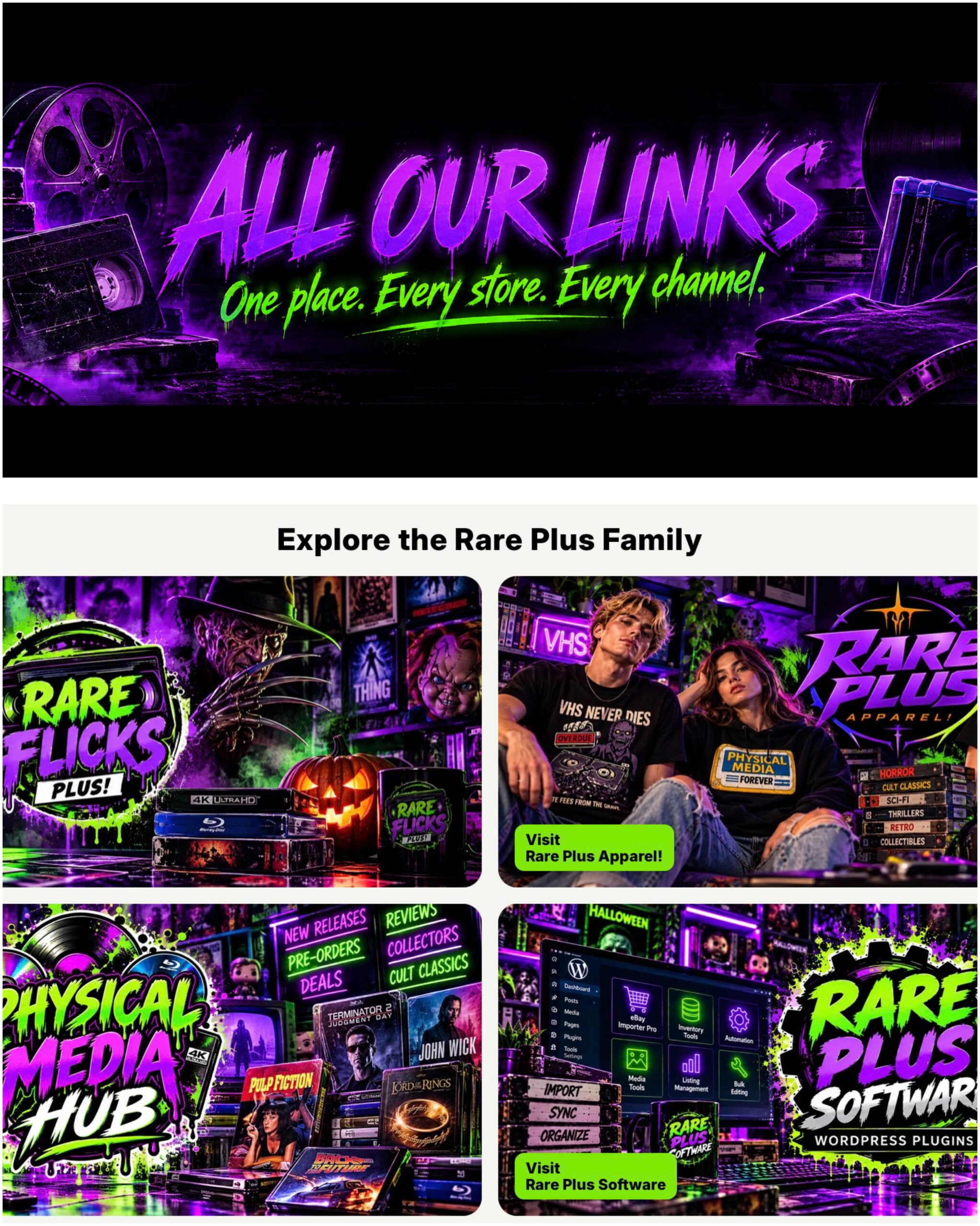 New: All Our Links, Stores and Live Listings in One Place